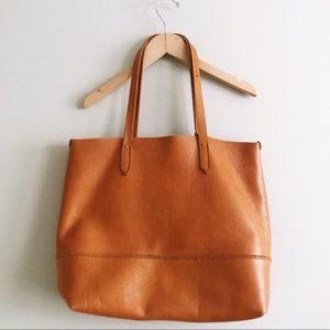 JCrew Leather Downing Tote - Cognac Brown